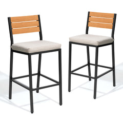 Outdoor Bar Stools with Cushions, Set of 2