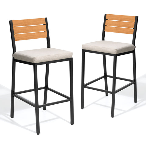 Outdoor Bar Stools with Cushions, Set of 2