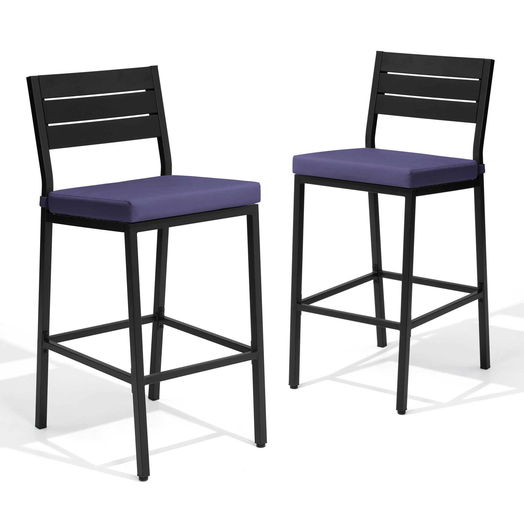 Pellebant 2-Piece Outdoor Bar Stools with Cushions, Backrest and Footrest