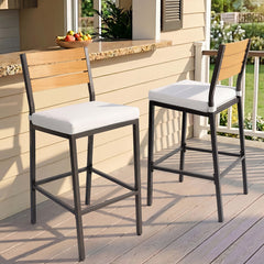 Outdoor Bar Stools with Cushions, Set of 2