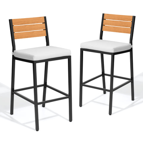 Outdoor Bar Stools with Cushions, Set of 2