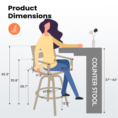 Pellebant 28.7 in. H Aluminum Swivel Outdoor Bar Stools Set of 2 with Sunbrella Cushions