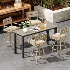 28.7" Aluminum Outdoor Swivel Bar Stools with Sunbrella Cushions, Set of 2