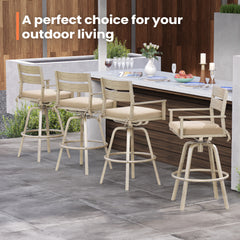28.7" Aluminum Outdoor Swivel Bar Stools with Sunbrella Cushions, Set of 2