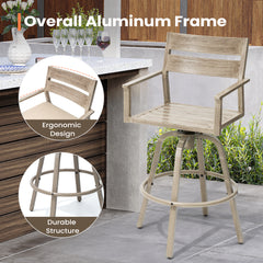 28.7" Aluminum Outdoor Swivel Bar Stools with Sunbrella Cushions, Set of 2