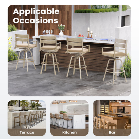 Pellebant 28.7 in. H Aluminum Swivel Outdoor Bar Stools Set of 2 with Sunbrella Cushions