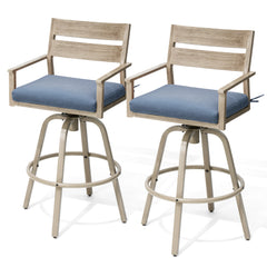 28.7" Aluminum Outdoor Swivel Bar Stools with Sunbrella Cushions, Set of 2
