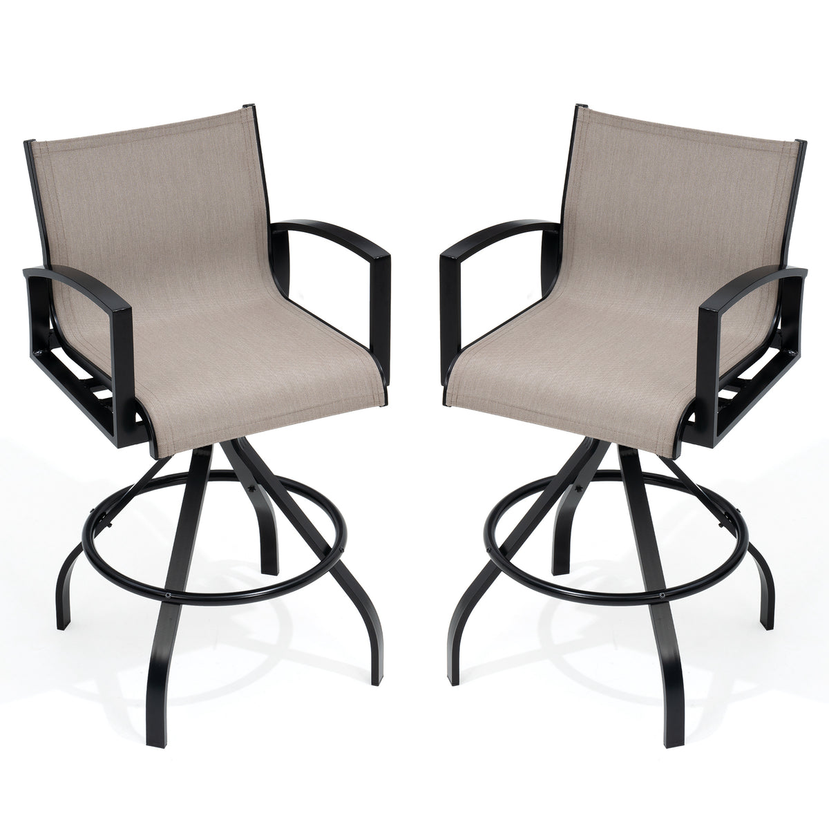Pellebant 28.3" Aluminum Outdoor Swivel Bar Stools With Sunbrella Fabric (Set of 2)