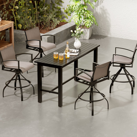 Pellebant 28.3" Aluminum Outdoor Swivel Bar Stools With Sunbrella Fabric (Set of 2)