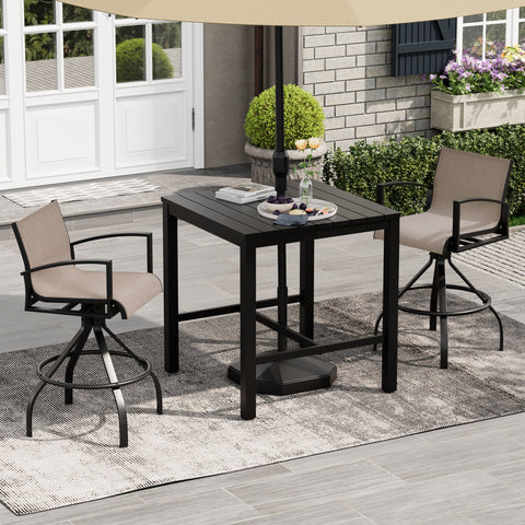 Pellebant 28.3" Aluminum Outdoor Swivel Bar Stools With Sunbrella Fabric (Set of 2)