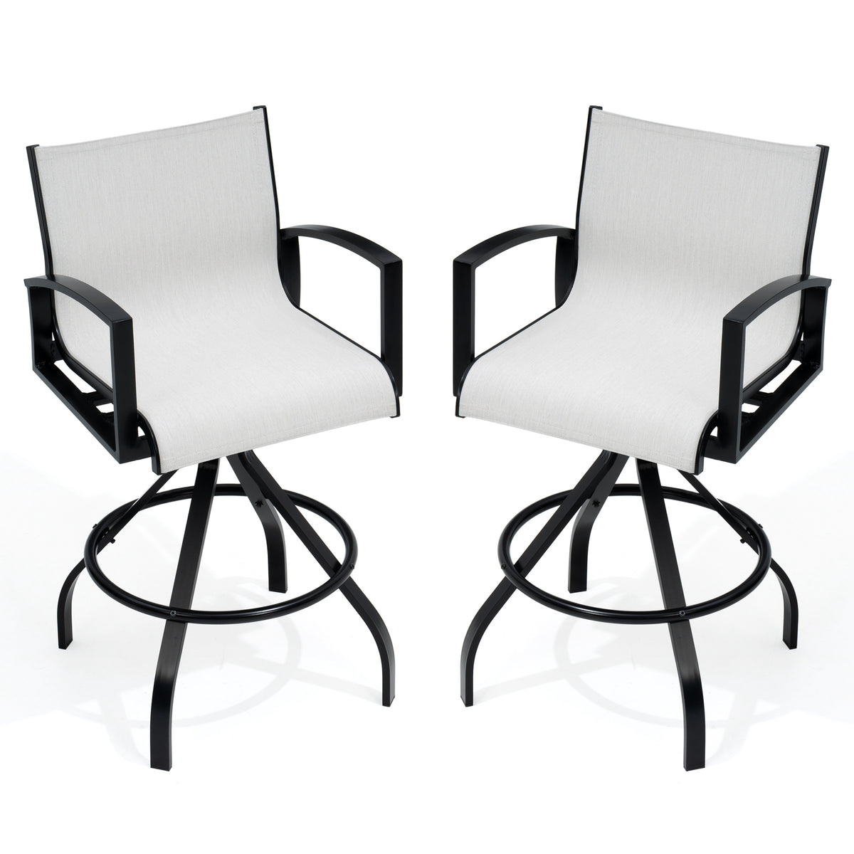 Pellebant 28.3" Aluminum Outdoor Swivel Bar Stools With Sunbrella Fabric (Set of 2)