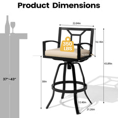 Pellebant Aluminum Outdoor Swivel Bar Stool Set of 2 with Sunbrella Cushions