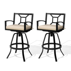 Pellebant Aluminum Outdoor Swivel Bar Stool Set of 2 with Sunbrella Cushions