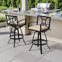 Pellebant Aluminum Outdoor Swivel Bar Stool Set of 2 with Sunbrella Cushions