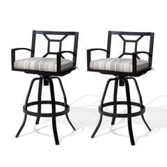 Pellebant Aluminum Outdoor Swivel Bar Stool Set of 2 with Sunbrella Cushions