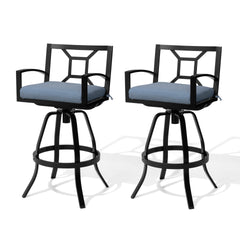 Pellebant Aluminum Outdoor Swivel Bar Stool Set of 2 with Sunbrella Cushions
