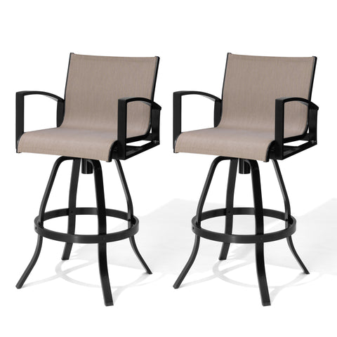 Pellebant Aluminum Outdoor Swivel Bar Stool Set of 2 with Sunbrella Fabric
