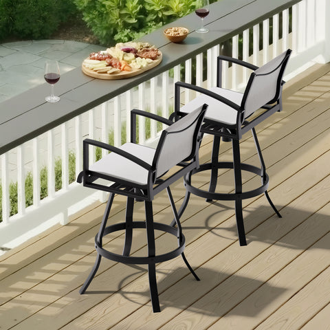 Pellebant Aluminum Outdoor Swivel Bar Stool Set of 2 with Sunbrella Fabric