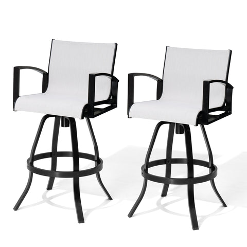 Pellebant Aluminum Outdoor Swivel Bar Stool Set of 2 with Sunbrella Fabric