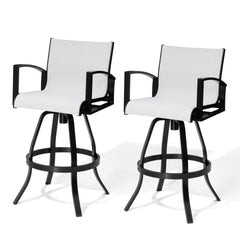 Aluminum Outdoor Swivel Bar Stools with Sunbrella Fabric, Set of 2