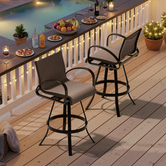 Aluminum Outdoor Swivel Bar Stools with Sunbrella Fabric, Set of 2