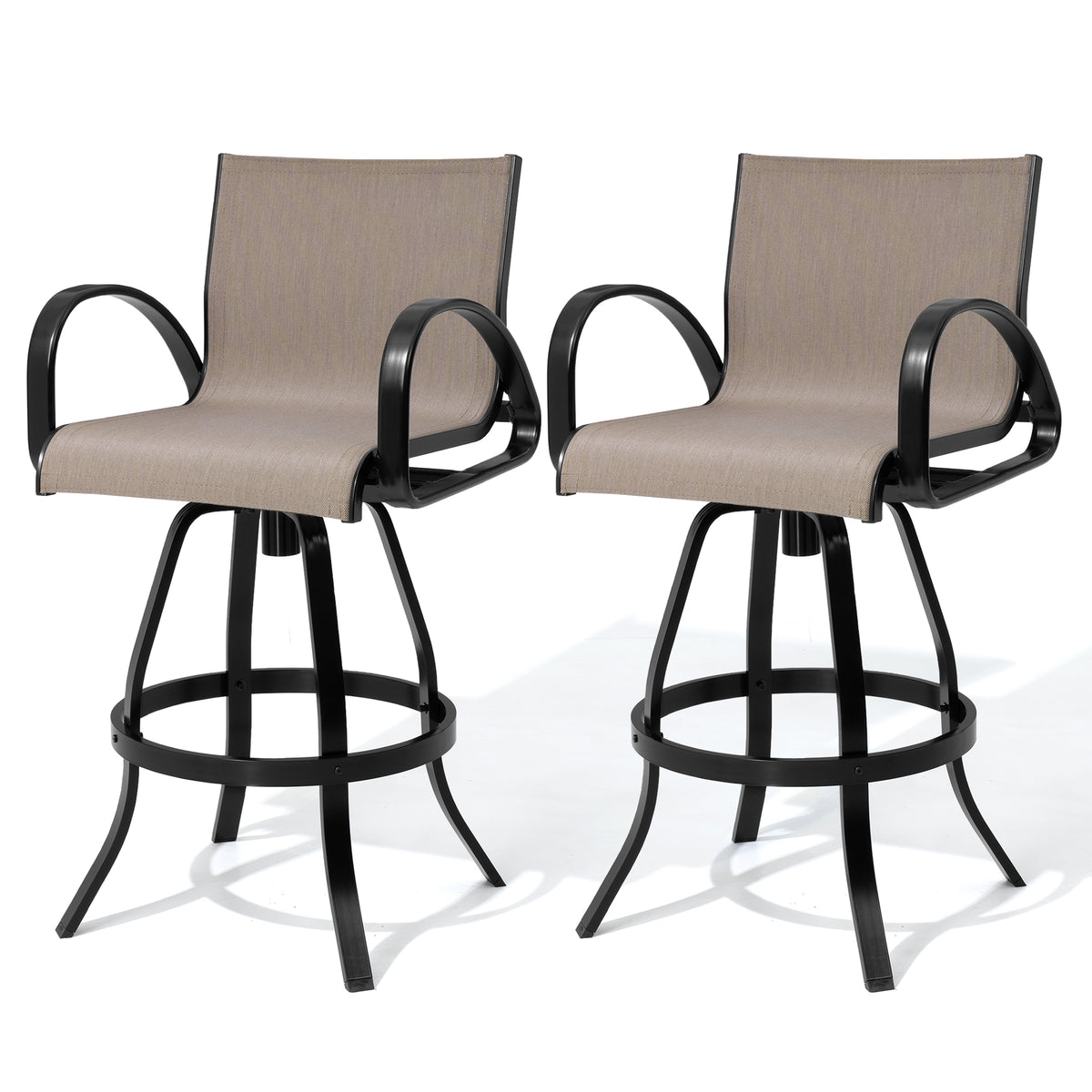 Aluminum Outdoor Swivel Bar Stools with Sunbrella Fabric, Set of 2
