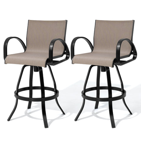 Aluminum Outdoor Swivel Bar Stools with Sunbrella Fabric, Set of 2