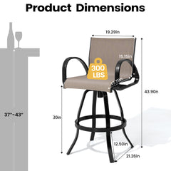 Aluminum Outdoor Swivel Bar Stools with Sunbrella Fabric, Set of 2