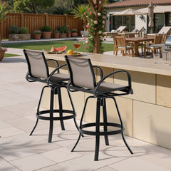 Aluminum Outdoor Swivel Bar Stools with Sunbrella Fabric, Set of 2