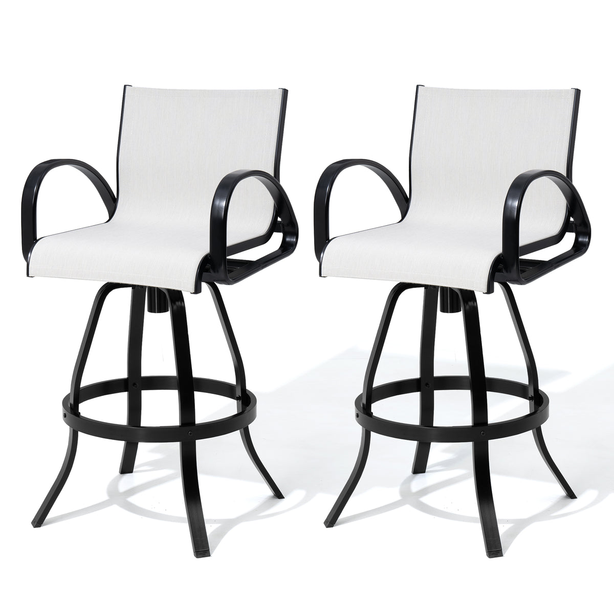 Aluminum Outdoor Swivel Bar Stools with Sunbrella Fabric, Set of 2