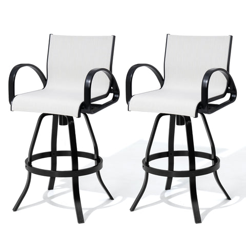 Aluminum Outdoor Swivel Bar Stools with Sunbrella Fabric, Set of 2