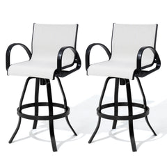 Aluminum Outdoor Swivel Bar Stools with Sunbrella Fabric, Set of 2