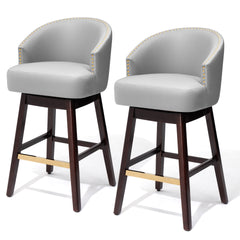 31.9" Swivel Faux Leather Bar Stool Set of 2