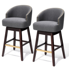 31.9" Swivel Faux Leather Bar Stool Set of 2