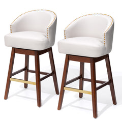 31.9" Swivel Faux Leather Bar Stool Set of 2