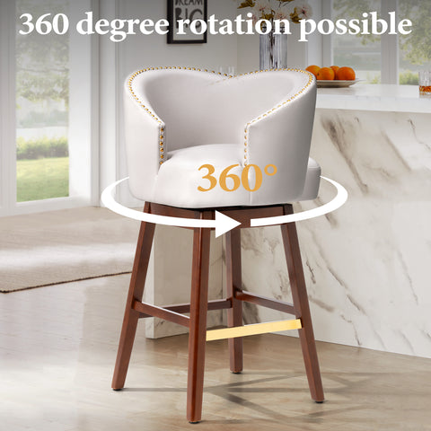 31.9" Swivel Faux Leather Bar Stool Set of 2