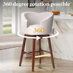 31.9" Swivel Faux Leather Bar Stool Set of 2