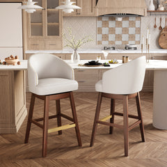 31.9" Swivel Faux Leather Bar Stool Set of 2