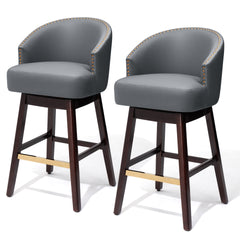31.9" Swivel Faux Leather Bar Stool Set of 2