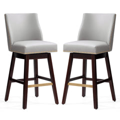 30.6" Bar Height Swivel Stools, Faux Leather Chairs with Backrest, Set of 2