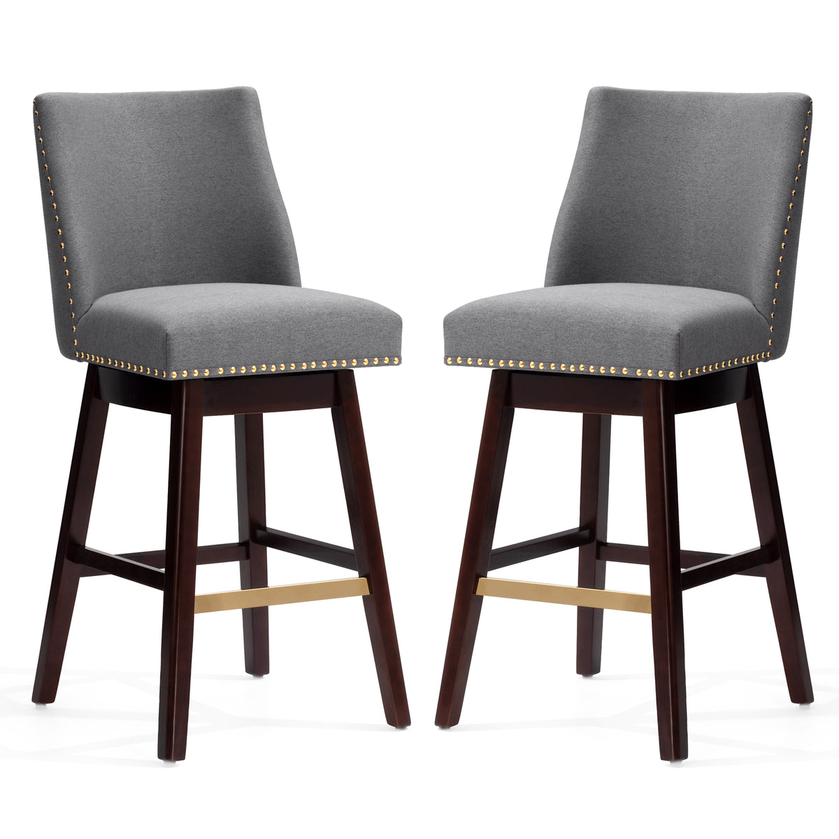 Pellebant Swivel 30.6" Faux Leather Bar Stool with Backrest (Set of 2)