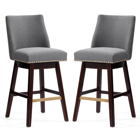 Pellebant Swivel 30.6" Faux Leather Bar Stool with Backrest (Set of 2)