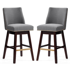 30.6" Bar Height Swivel Stools, Faux Leather Chairs with Backrest, Set of 2