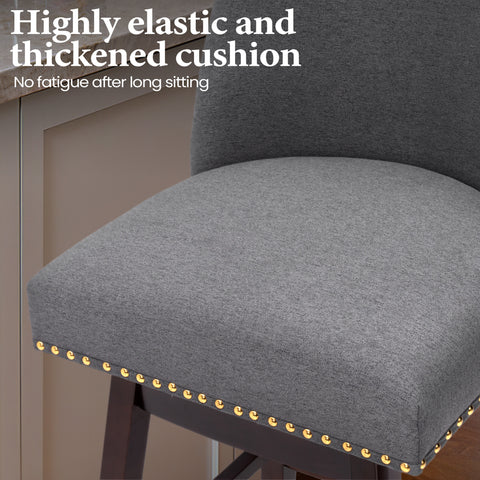 Pellebant Swivel 30.6" Faux Leather Bar Stool with Backrest (Set of 2)