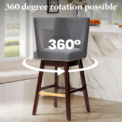 Pellebant Swivel 30.6" Faux Leather Bar Stool with Backrest (Set of 2)