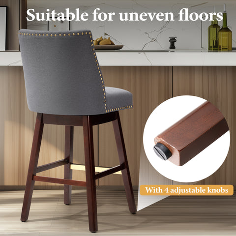 Pellebant Swivel 30.6" Faux Leather Bar Stool with Backrest (Set of 2)