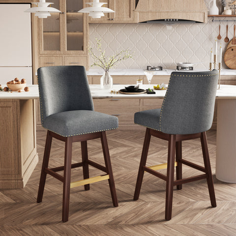 Pellebant Swivel 30.6" Faux Leather Bar Stool with Backrest (Set of 2)