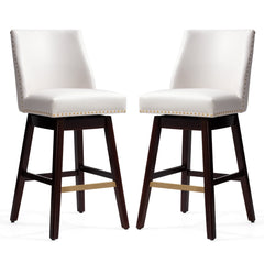 30.6" Bar Height Swivel Stools, Faux Leather Chairs with Backrest, Set of 2