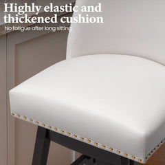 30.6" Bar Height Swivel Stools, Faux Leather Chairs with Backrest, Set of 2