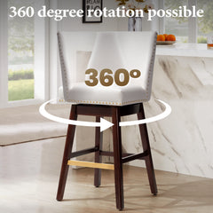 30.6" Bar Height Swivel Stools, Faux Leather Chairs with Backrest, Set of 2